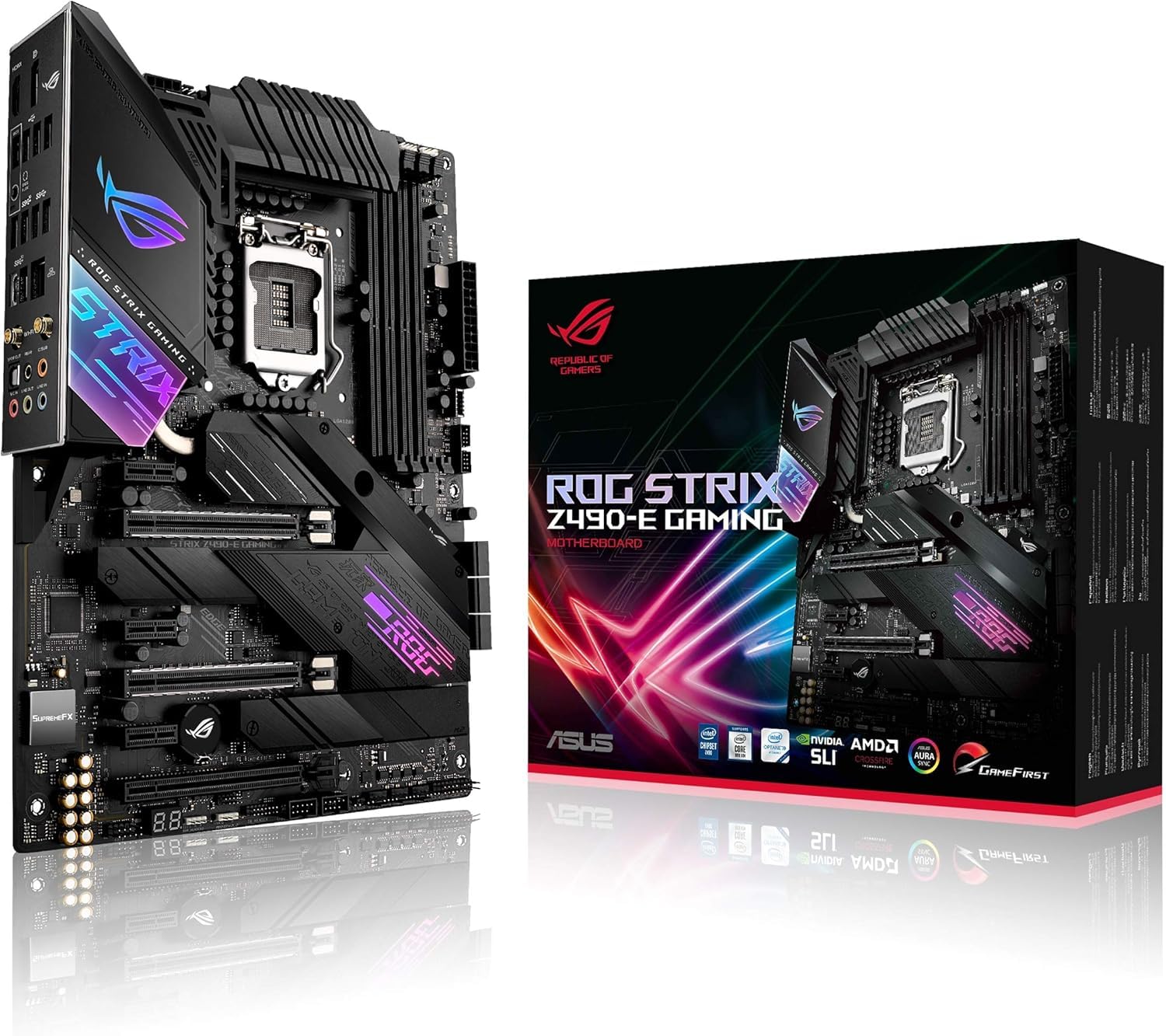 71i6zFZf+1L._SL1500_ ASUS ROG Strix Z490-E Gaming ATX Motherboard With Intel LGA1200, DDR4 and WiFi 6 - Image 1