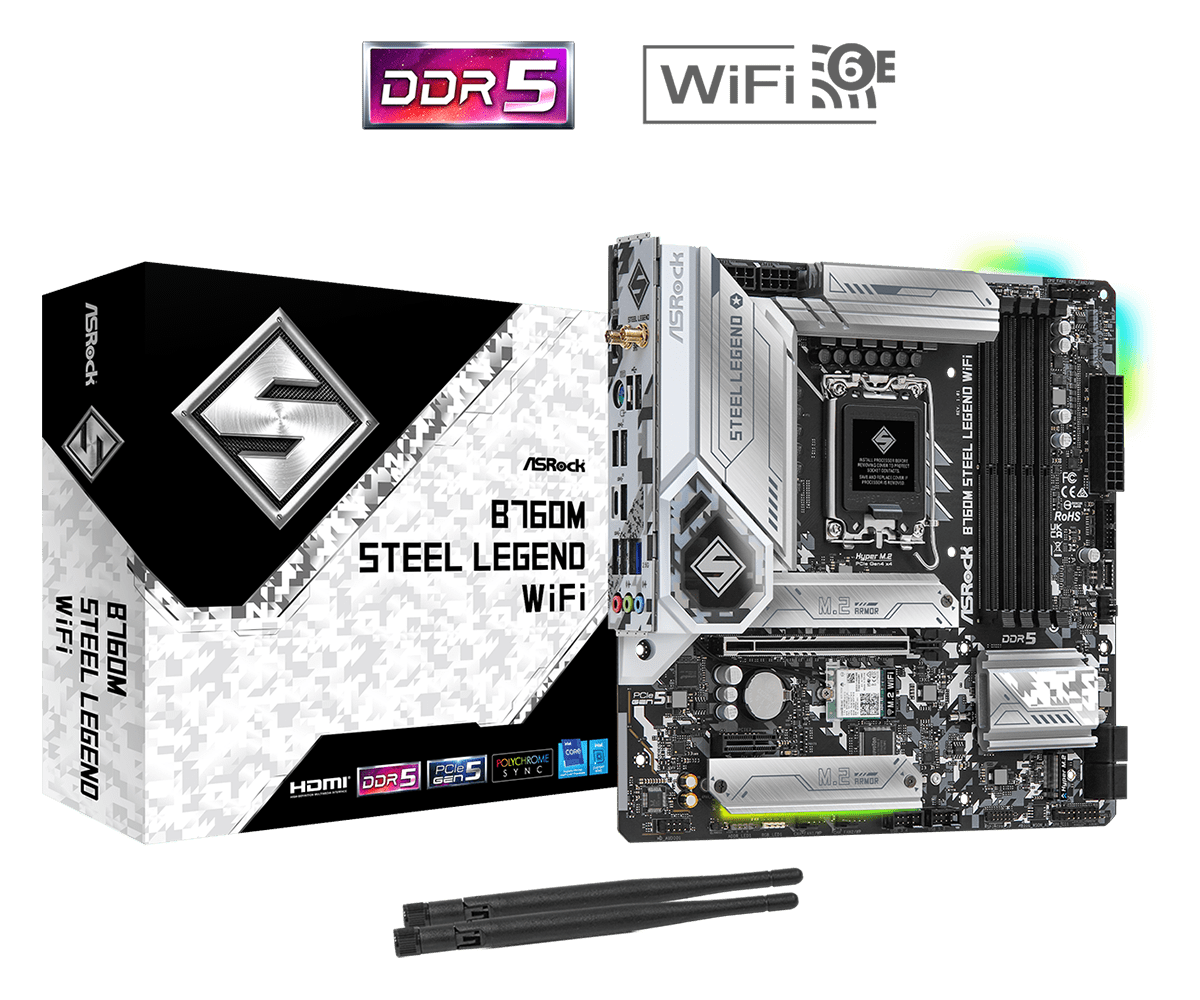 AsRock B760M Steel Legend WiFi Motherboard AsRock B760M Steel Legend WiFi Motherboard