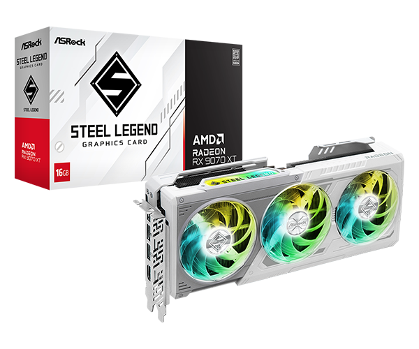 AsRock RX 9070 XT Steel Legend 16GB Graphics Card 1