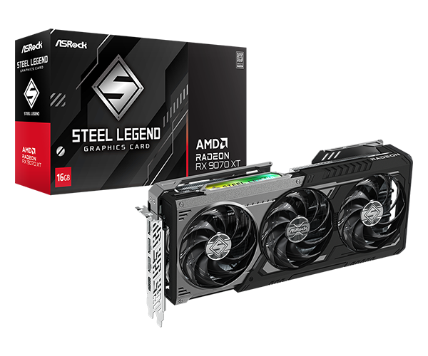 AsRock RX 9070 XT Steel Legend Dark 16GB Graphics Card 1