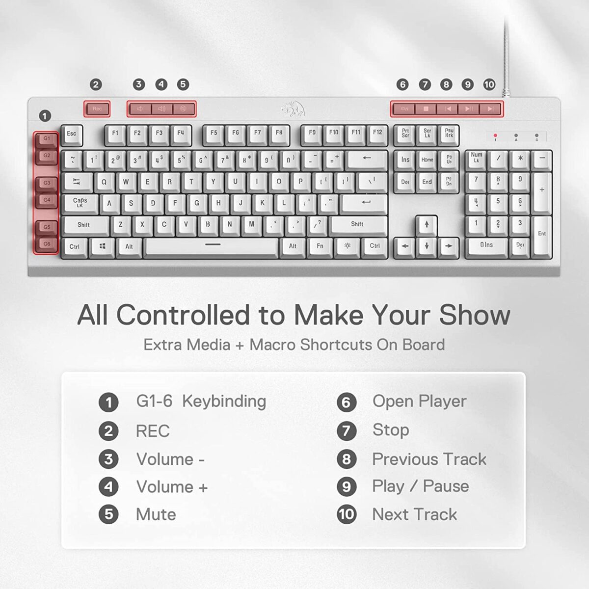 Shiva K512 Wired Membrane Keyboard White 2