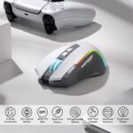 Redragon M612 PRO RGB Gaming Mouse, 8000 DPI Wired/Wireless Optical Gamer Mouse with 9 Programmable Buttons & 7 Backlit Modes, BT & 2.4G Wireless, Software Supports DIY Keybinds Rapid Fire Button - Image 7