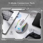 Redragon M612 PRO RGB Gaming Mouse, 8000 DPI Wired/Wireless Optical Gamer Mouse with 9 Programmable Buttons & 7 Backlit Modes, BT & 2.4G Wireless, Software Supports DIY Keybinds Rapid Fire Button - Image 5