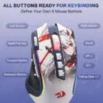 Redragon M612AK PRO RGB Gaming Mouse, 8000 DPI Wired/Wireless Optical Mouse with 9 Programmable Buttons & 7 Backlit Modes, BT & 2.4G Wireless, Software Supports DIY Keybinds Rapid Fire Button - Image 7