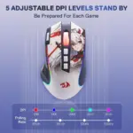 Redragon M612AK PRO RGB Gaming Mouse, 8000 DPI Wired/Wireless Optical Mouse with 9 Programmable Buttons & 7 Backlit Modes, BT & 2.4G Wireless, Software Supports DIY Keybinds Rapid Fire Button - Image 6