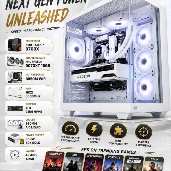 AR Snow Phantom X 9700X Pre Build PC