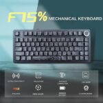 AULA F75 75% Side Engraved Tri Mode TKL 80 Keys Wireless Mechanical Gaming Keyboard With Knob | 4000mAh Battery, South-Facing RGB Backlit Pre-Lubed Hot Swappable | Black Contour - Star Vector Switches - Image 8