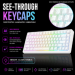 AULA F75 75% Wireless Trio Mode Mechanical Gaming Keyboard With Knob | White Contour, Star-Vector (Seiya) Switch (F75WCS) - Image 9