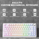 AULA F75 75% Wireless Trio Mode Mechanical Gaming Keyboard With Knob | White Contour, Star-Vector (Seiya) Switch (F75WCS) - Image 8
