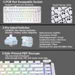 AULA F75 75% Wireless Trio Mode Mechanical Gaming Keyboard With Knob | White Contour, Star-Vector (Seiya) Switch (F75WCS) - Image 6