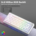 AULA F75 75% Wireless Trio Mode Mechanical Gaming Keyboard With Knob | White Contour, Star-Vector (Seiya) Switch (F75WCS) - Image 4