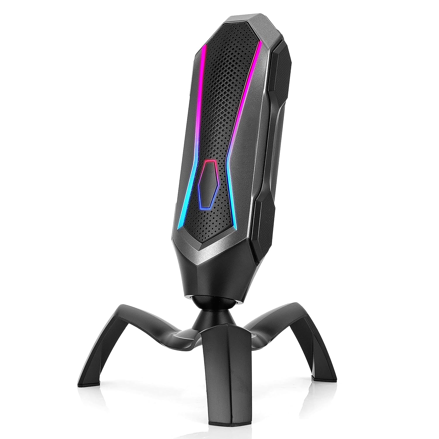 71wRX2ylqcL._SL1500_ Cosmic Byte Odyssey USB Gaming Cardioid Condensor Microphone with RGB Effects and Touch Button (Black/Silver) - Image 1