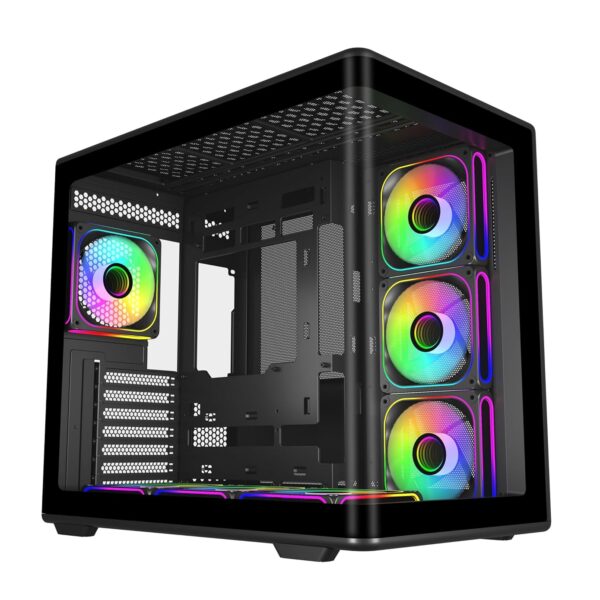 Cooler Master Elite 600 ATX Mid-Tower Case Black | 7X Pre-Installed Reverse ARGB Fans | Tempered Glass Side Panel | 360mm AIO & ATX Mobo Support | USB 3.2 Gen 2x2 Type-C | RTX 50 Series GPU Ready