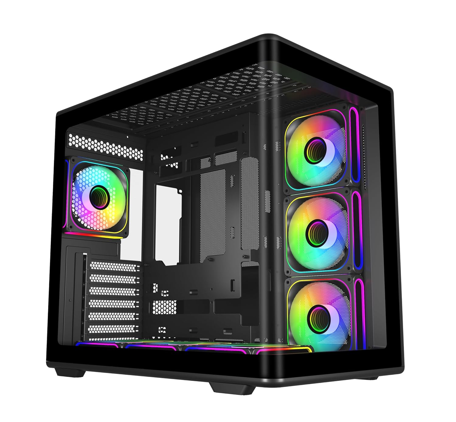 81Ex7cmADmL._SL1500_ Cooler Master Elite 600 ATX Mid-Tower Case Black | 7X Pre-Installed Reverse ARGB Fans | Tempered Glass Side Panel | 360mm AIO & ATX Mobo Support | USB 3.2 Gen 2x2 Type-C | RTX 50 Series GPU Ready - Image 1