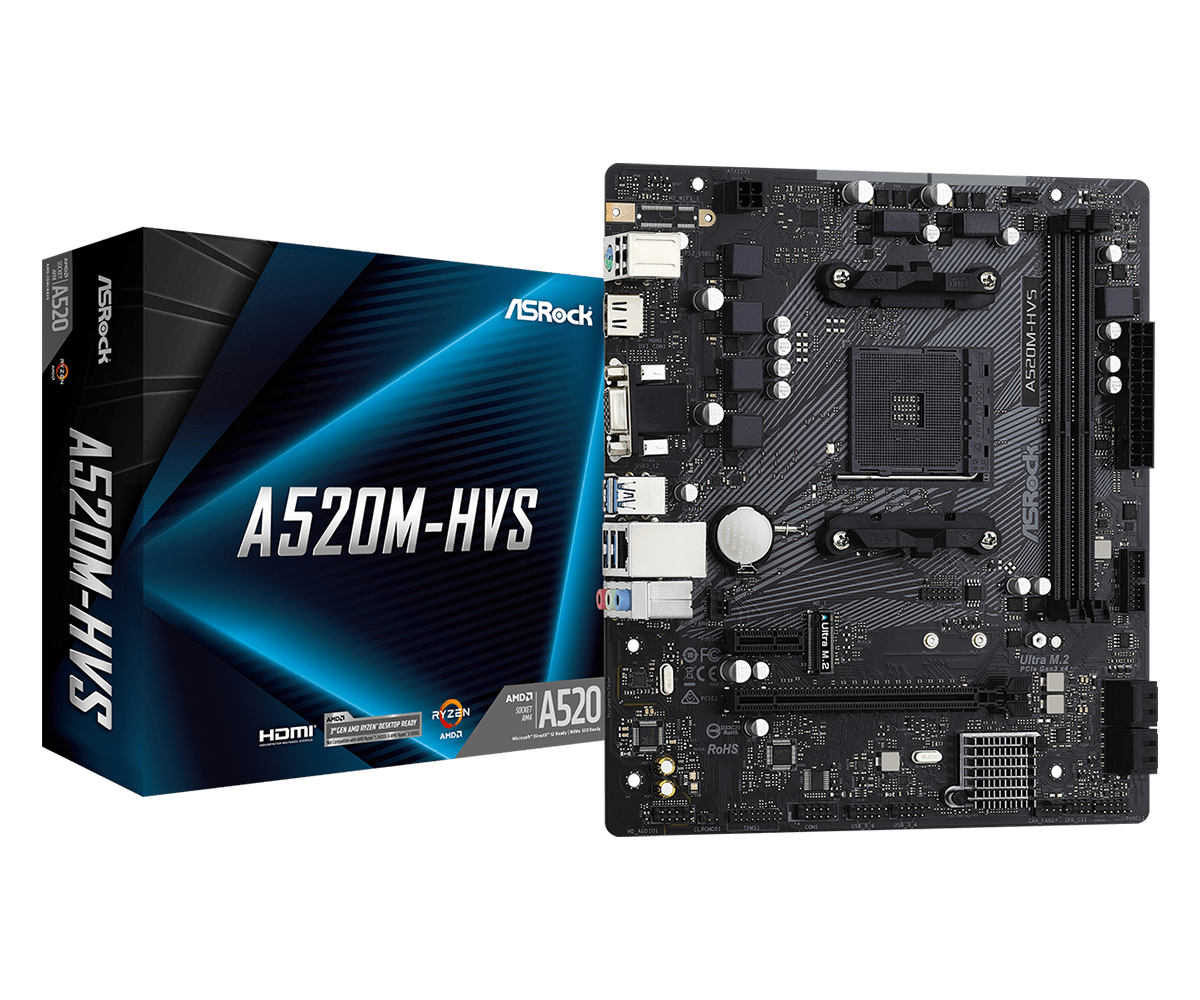 ASRock A520M-HVS Micro-ATX Motherboard ASRock A520M-HVS Micro-ATX Motherboard
