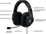 Logitech G Pro Gaming Wired Over Ear Headphones with Mic Black - Image 3