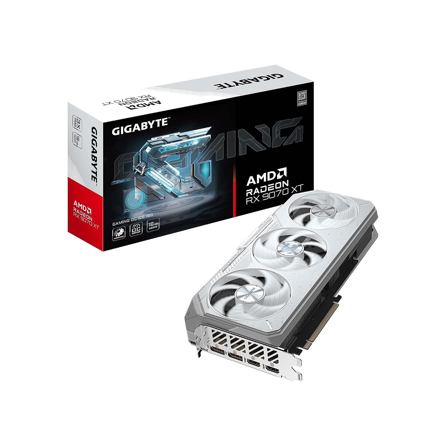 71K0UowGoLL._SL1500_ GIGABYTE Radeon RX 9070 XT Gaming OC ICE 16G Graphics Card (16GB GDDR6, 512-bit, PCIe 5.0, HDMI/DP 2.1, 2.7 Slot, Hawk Fan, Server Grade Thermal Gel, Reinforced Construction) White - Image 1