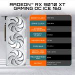 GIGABYTE Radeon RX 9070 XT Gaming OC ICE 16G Graphics Card (16GB GDDR6, 512-bit, PCIe 5.0, HDMI/DP 2.1, 2.7 Slot, Hawk Fan, Server Grade Thermal Gel, Reinforced Construction) White - Image 13